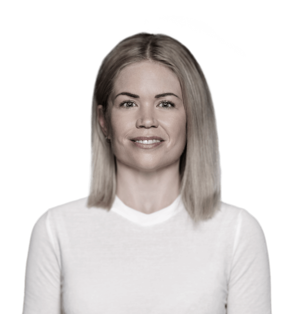woman with blonde hair and white shirt